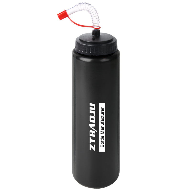 32OZ/1000ML Sports Water Bottle W/Straw - Easy Squeeze - BPA Free Plastic - Use W/Sport Helmet In Football & Hockey